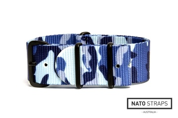 20mm Blue Navy Camo NATO Strap
