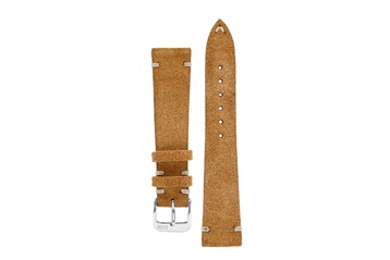 18mm Rios1931 Hudson Genuine Suede Leather Watch Strap in Cognac