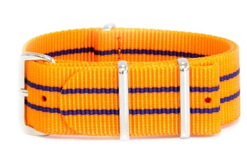 Vibrant orange NATO strap with blue stripes