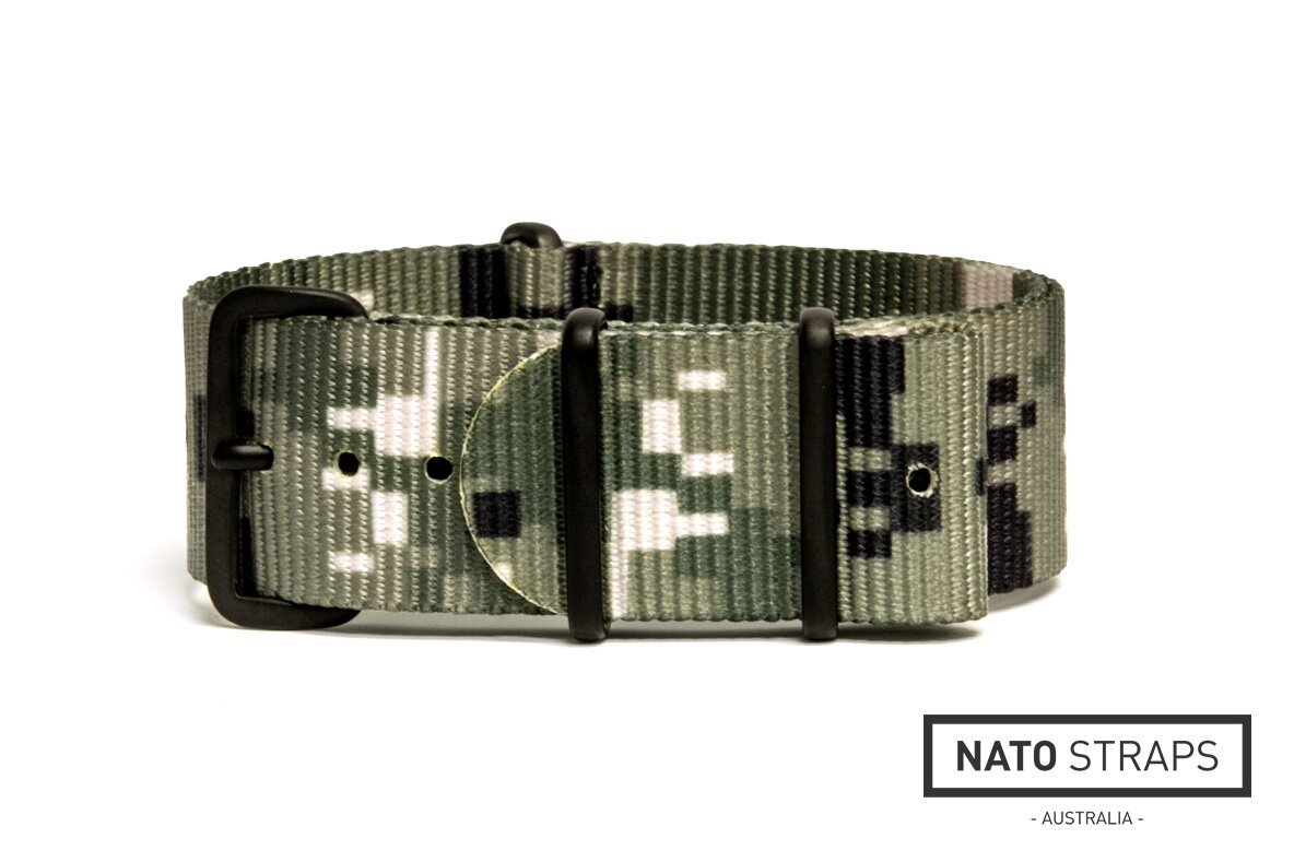 NATO nylon strap · 22mm / Camo Digital Green / Nylon / 280mm / Pvd Black