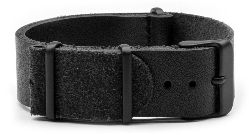 NATO leather strap · 24mm / Black / Leather / 280mm / Pvd Black