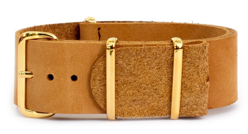NATO leather strap · 20mm / Tan / Leather / 280mm / Rose Gold