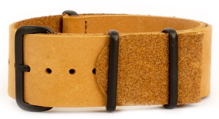NATO leather strap · 20mm / Tan / Leather / 280mm / Pvd Black