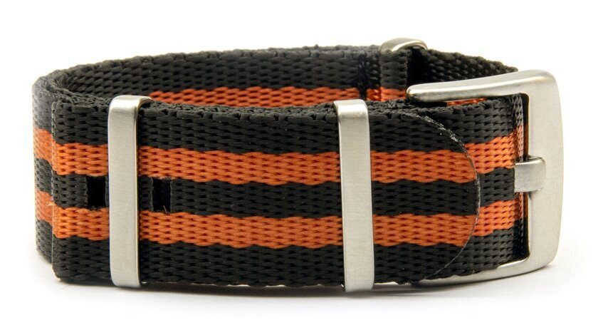 NATO seatbelt strap — Black/Orange