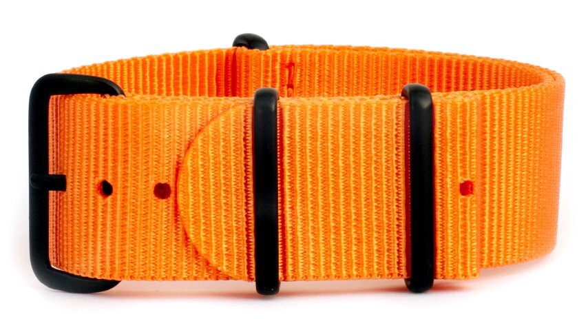 NATO nylon strap · 22mm / Orange / Nylon / 280mm / Pvd Black