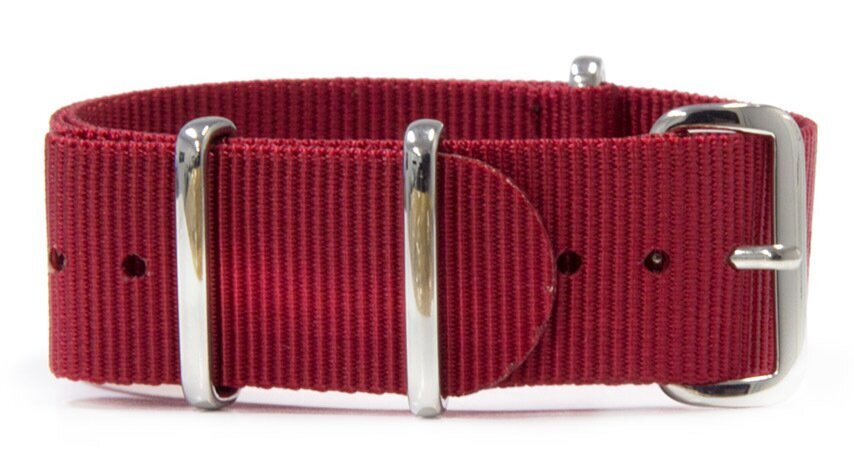 NATO nylon strap · 18mm / Red / Nylon / 280mm / Stainless Steel