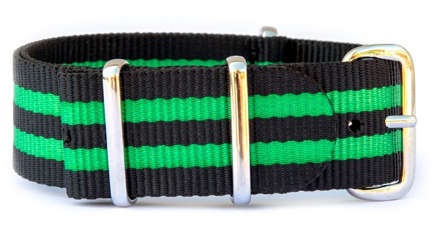 NATO nylon strap — Black Bright Green