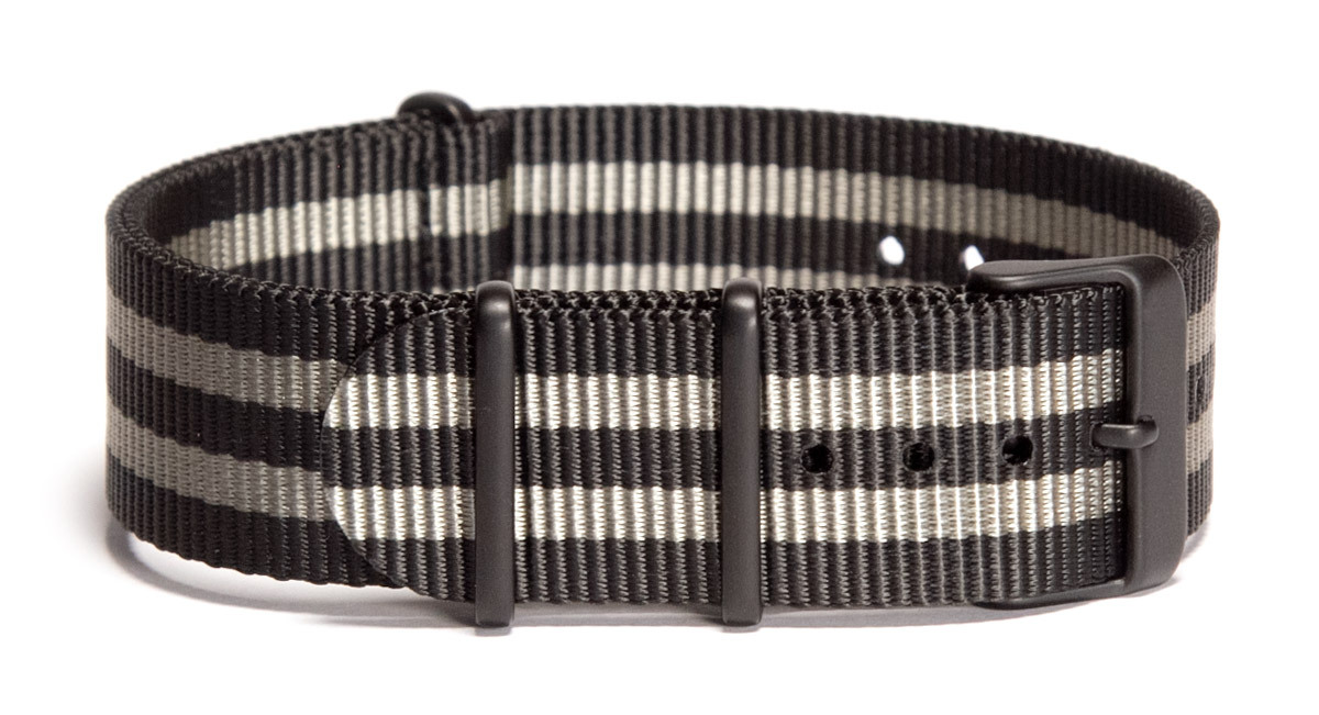 NATO nylon strap · 22mm / Black Dark Grey / Nylon / 280mm / Pvd Black