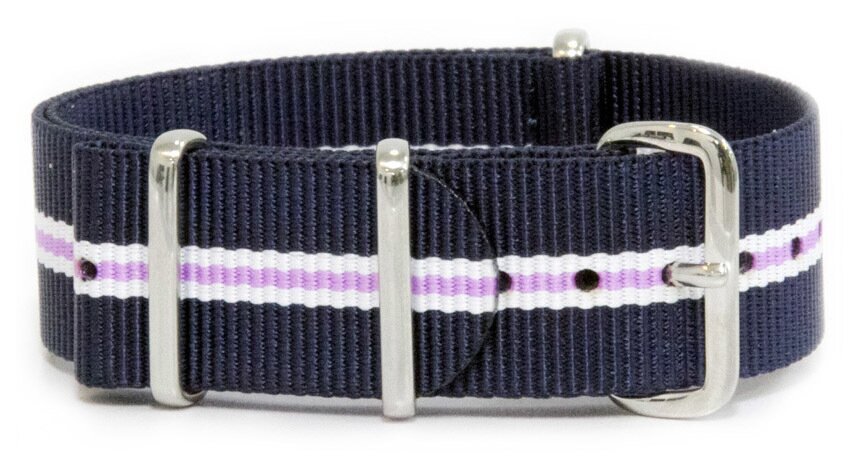 NATO nylon strap — Blue/White/Purple