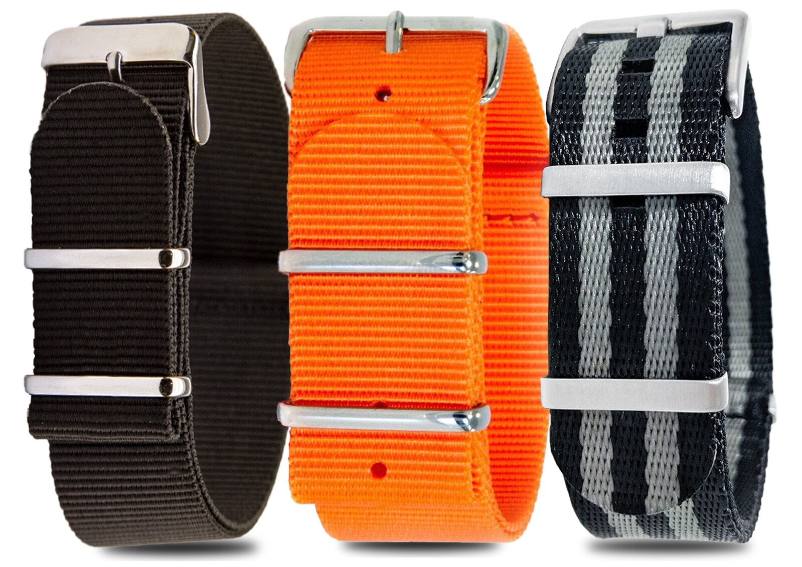 NATO Value Pack · 22mm / Vibrant Orange Black / Nylon / 280mm / Stainless Steel