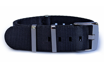 Black Seatbelt NATO watch strap with Stainless Steel hardware