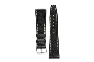 22mm Rios1931 Havana Genuine Pigskin Leather Watch Strap in Black