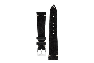 Rios1931 HUDSON Genuine Suede Leather Watch Strap in BLACK