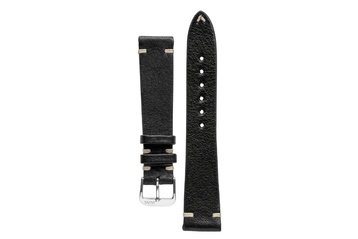 20mm Rios1931 Inzell Retro Organic Leather Watch Strap in Black