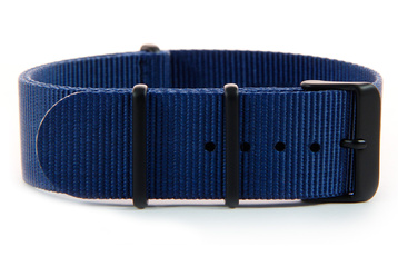 22mm Navy blue watch strap - Black PVD Hardware