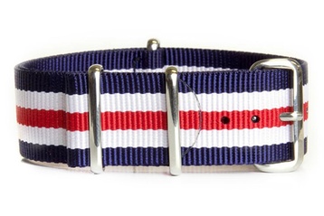 18mm Navy, White and Red NATO Strap