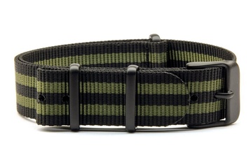 24mm Black & Green NATO strap with black PVD buckles