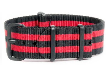 20mm Black & Red Striped NATO Strap - Black Pvd Buckles