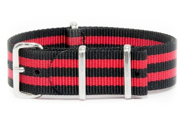20mm Black and Red Striped NATO Strap