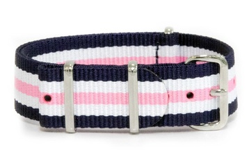 18mm Blue, White and Pink NATO strap