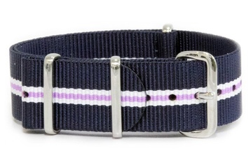 16mm Blue, white and purple NATO strap