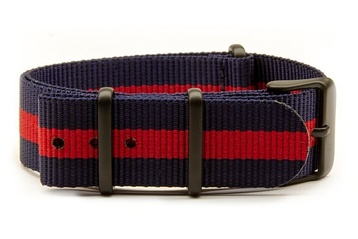 20mm Navy & Red NATO Strap with black buckles
