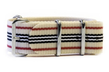 Beige NATO strap with Red, Black & White stripes