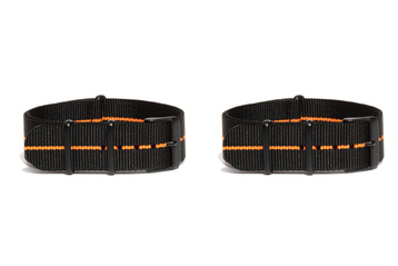 22mm Black Orange NATO Strap PVD - 2 Pack