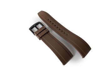 24mm Brown Quick Release Silicone Watch Strap With Pvd Buckles