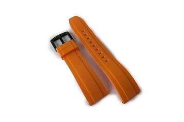 24mm Orange Quick Release Silicone Watch Strap With Pvd Buckles