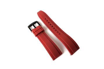 24mm Red Quick Release Silicone Watch Strap With Pvd Buckles